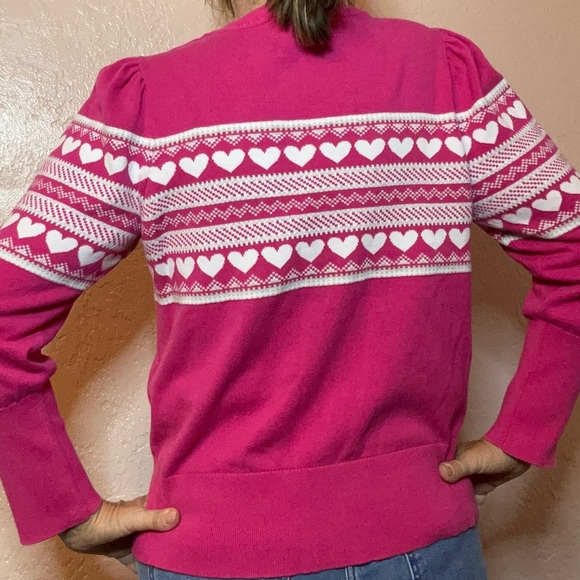 Vintage Tommy Hilfiger Heart Sweater Crew Neck Pink Sz Large - Picture 10 of 10